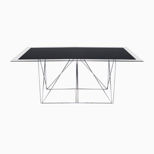 Dining Table in Chrome-Plated Steel and Glass in the Style of Max Sauze from Max Sauze Studio