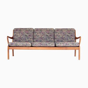 Danish Three Seater Sofa with Wooden Frame in Cherry, 1960s