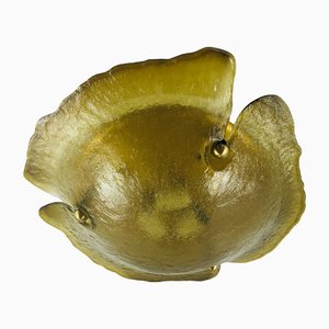 Large Brass and Murano Glass Flower-Shaped Wall or Ceiling Lamp from Peill & Putzler, Germany, 1970s