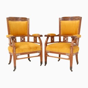 Art Nouveau Arts and Crafts Armchairs in Oak by Royal H.F. Jansen & Zonen Amsterdam, Set of 2