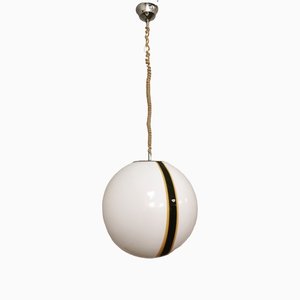 Murano Glass and Chromed Aluminum Suspension Lamp, Italy, 1960s