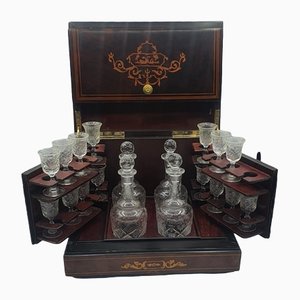 Antique French Baccarat Glass Liquer Set Box, Set of 20