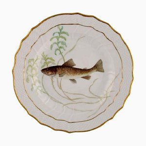 Assiette en Porcelaine avec Motif Poisson Peint à la Main de Royal Copenhagen