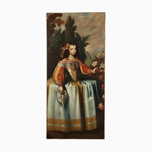 Ritratto di ragazza, XVII secolo, olio su tela, in cornice
