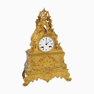 19th Century Countertop Clock in Gilded Bronze, France