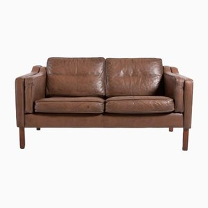 Vintage 2-Sitzer Ledersofa von HJ-Møbler / Stouby, Dänemark