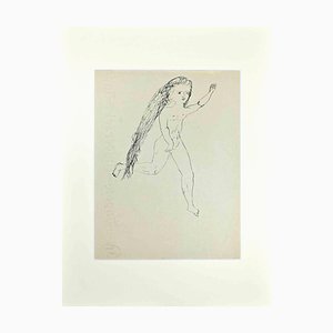 Lucien Coutaud, chica desnuda, dibujo original, años 30