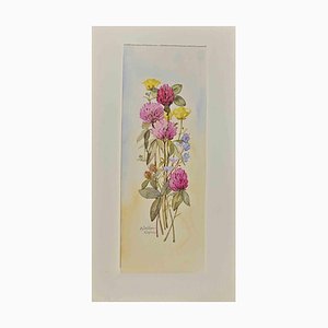 Anne Gallion-Krohn, Blumenstrauß, Original Aquarell, Mitte 20. Jh