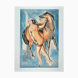 Enzo Assenza, Woman With Horse, Original Etching, 1970s