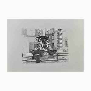 Giuseppe Malandrino, Fountain of the Turtles, Original Etching, 1970