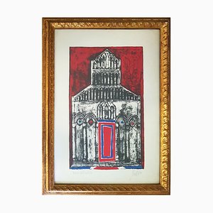Franco Gentilini, Cattedrale, 1940s or 1950s, Original Lithograph, Framed