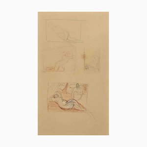 Unknown, Sketches, Pencil & Pastel, Mid-20th Century