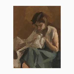 René Guinand, Jeune fille à la couture, 1933, Oil on Canvas