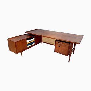 Teak Desk with Sideboard by Arne Vodder, Set of 2