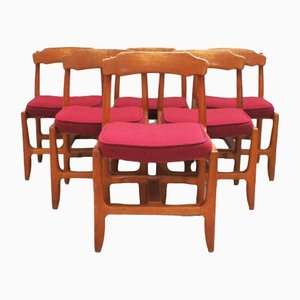 Vintage Dining Chairs in Solid Oak from Guillerme Et Chambro, Set of 6