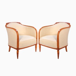 Art Deco Lounge Chairs in Beech, Set of 2