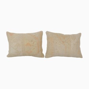 Mid-Century Turkish Wool Rug Cushion Covers, Set of 2