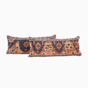 Long Vintage Turkish Rug Cushion Covers, Set of 2