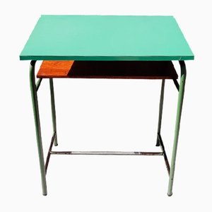 Mid-Century School Desk in Green Formica & Beech Top, 1960s