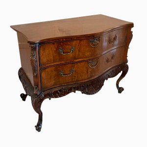 Antique Victorian Figured Mahogany Serpentine-Shaped Chest of Drawers