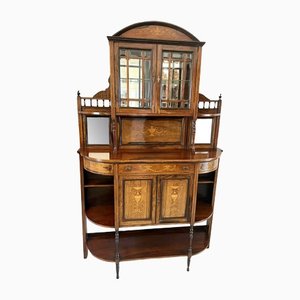 Mueble auxiliar victoriano antiguo de palisandro con incrustaciones