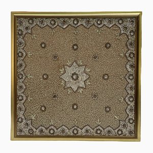 Oriental Wall Decoration, India, 20th-Century, Sequin Embroidery, Framed
