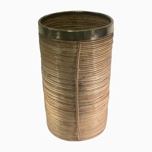 Porte-Parapluie Pencil Reed, Rotin et Laiton, Italie