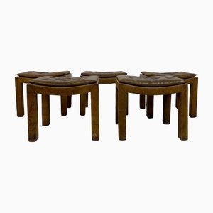 Buttoned Leather Stools, Set of 5