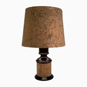 Mid-Century German Cork and Glass Table Lamp