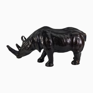 Statua di rinoceronte Mid-Century in pelle, Inghilterra