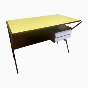 Vintage Desk with Yellow Laminate Top and Iron Tubular Structure, 1960s