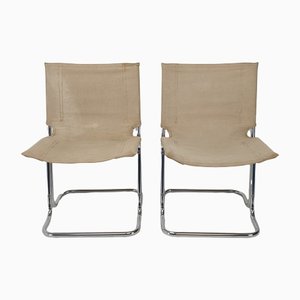 Italienische Stühle aus Segeltuch & verchromtem Metall, 1970er, 2er Set