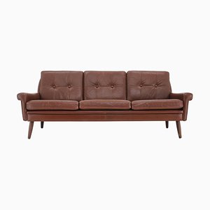 Brown Leather 3-Seater Sofa from Svend Skipper, Denmark, 1960s
