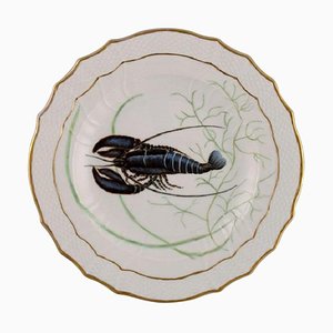 Porcelain Dinner Plate with Hand Painted Crayfish Motif from Royal Copenhagen