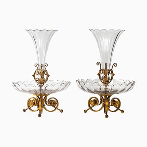 Bronze and Crystal Centerpieces, Set of 2
