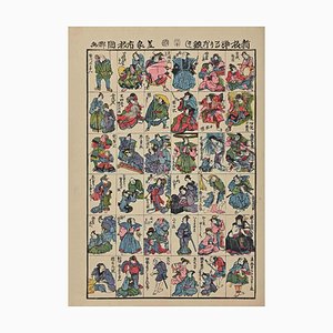 After Utagawa Kunisada, Japanese Characters, Woodcut Print, Late 19th-Century