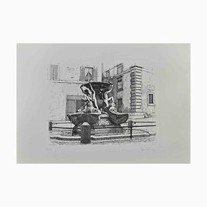 Giuseppe Malandrino, Fountain of the Turtles, Grabado original, años 50