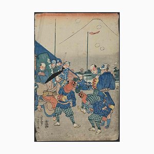 Utagawa Kunisada (Toyokuni III), Célébrations Pendant les Matchs de Sumo, Gravure sur Bois, Milieu du 19ème Siècle