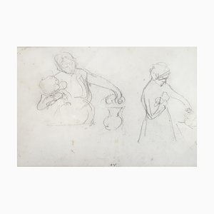 Eugène Carrière, La Toilette, 1904, Bleistift auf Papier