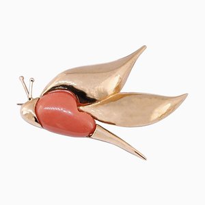 Broche en forma de libélula de oro rosa