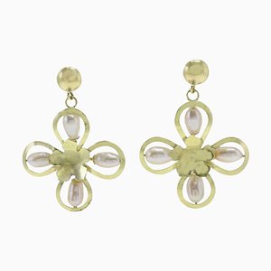 Ancient Yellow Gold Flower Earrings, Set of 2