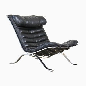 Black Leather Ari Lounge Chair by Arne Norell for Norell Möbel Ab