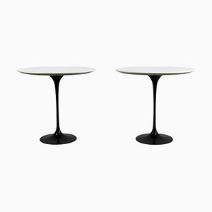 Table Basse Ovale en Bois et Aluminium dans le Style d'Eero Saarineen, 1990s, Set de 2