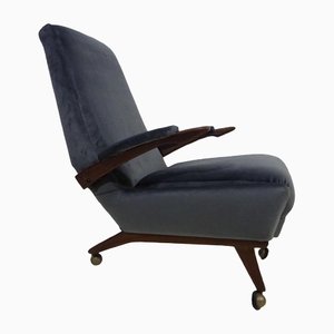 Mid-Century Lounge Chair in Grey Velvet by Greaves and Thomas
