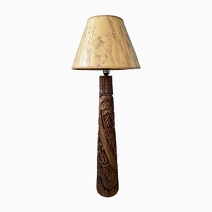 Indonesische Vintage Stehlampe aus handgeschnitztem Holz