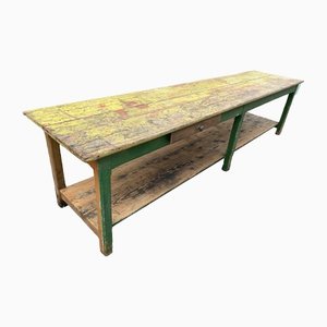 Antique French Pine Drapers Industrial Refectory Table, 1860s