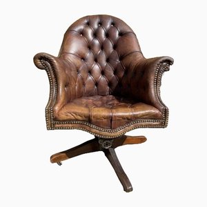 Antique Brown Hillcrest Rotating Leather Desk Chair