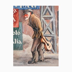 Damiano Damiani, Italienische Figurative Malerei, 1935, Öl auf Karton, Gerahmt