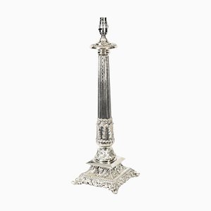 19th Century Victorian Silver Plated Doric Column Table Lamp