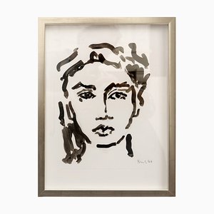 Hans-Henrik Husemann, Face to Face, 2020, Sepia on Paper, Framed